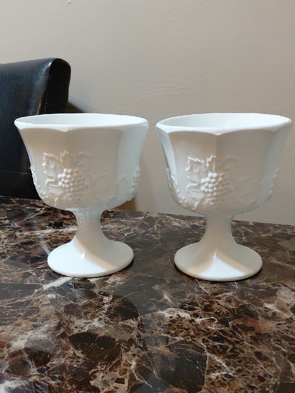 Lot of 2 Vintage Harvest Milk Glass Planters by Colony